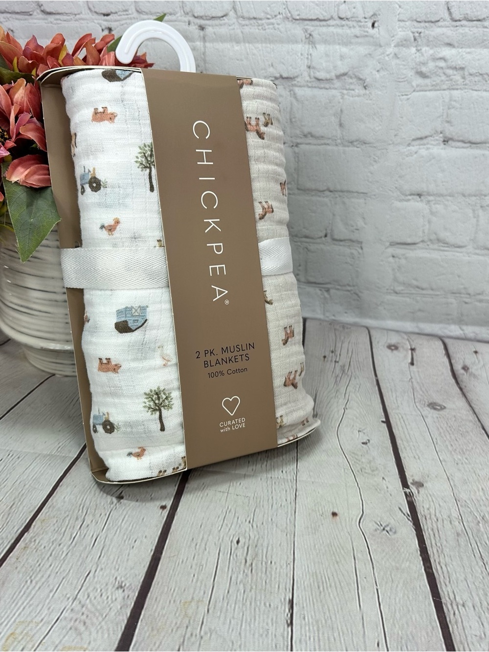 NWT chick pea Muslin cotton Baby Blankets swaddle farmhouse barnyard ranch